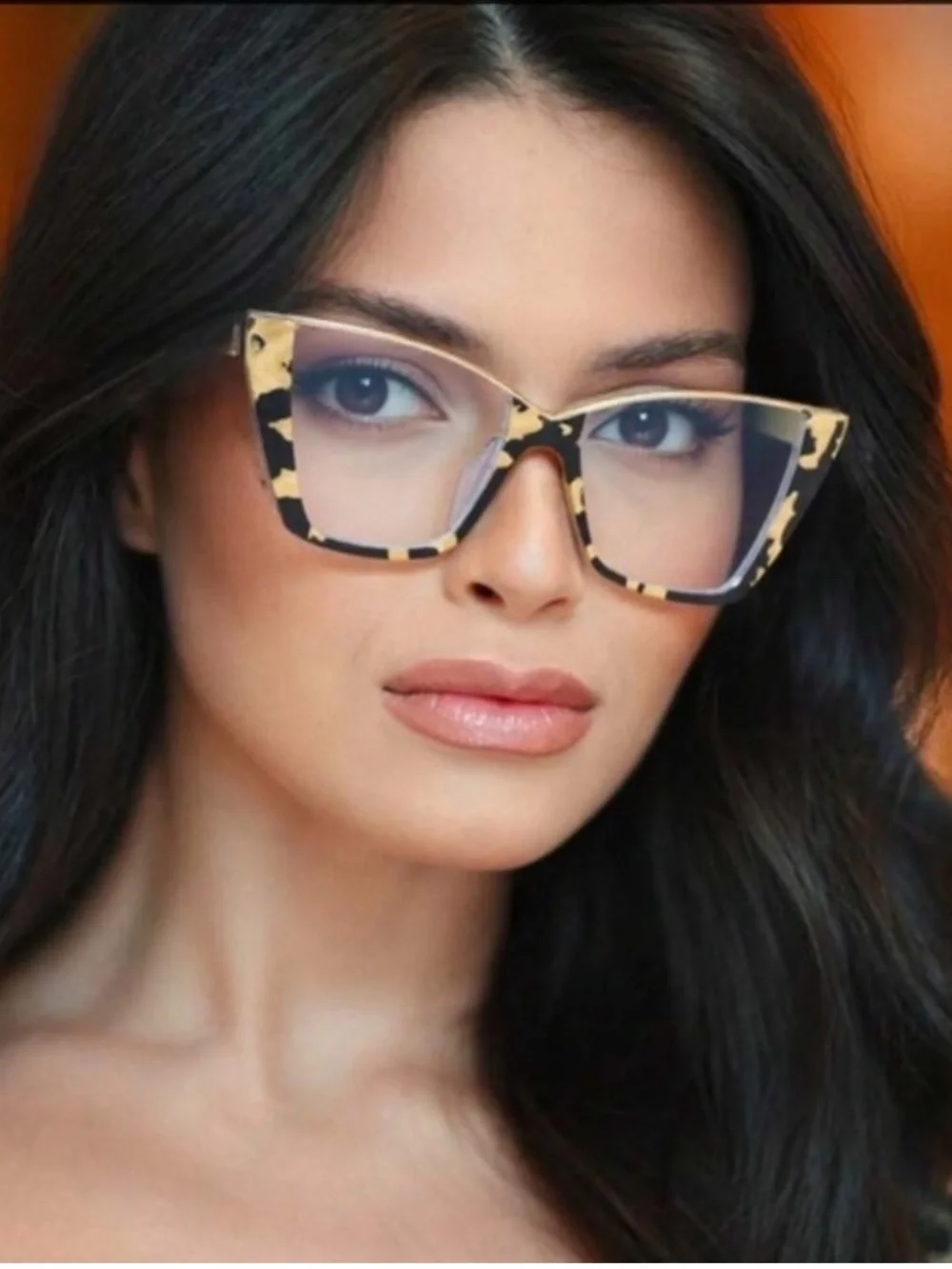 🌸 NEW Women's Leopard Print Square Frame Glasses - Brown/Black